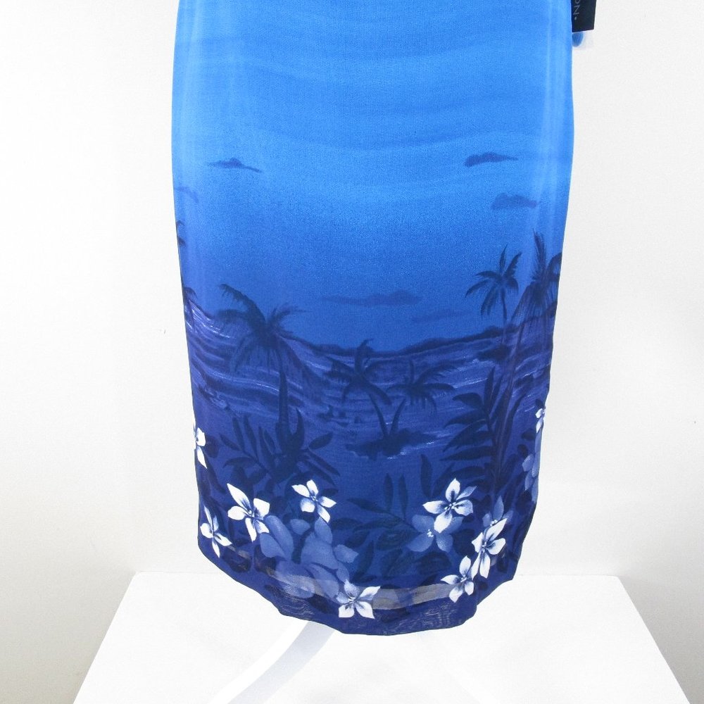 SOLDVintage Maggy London Blue Tropical Floral Dress 4 - Picture 3 of 13